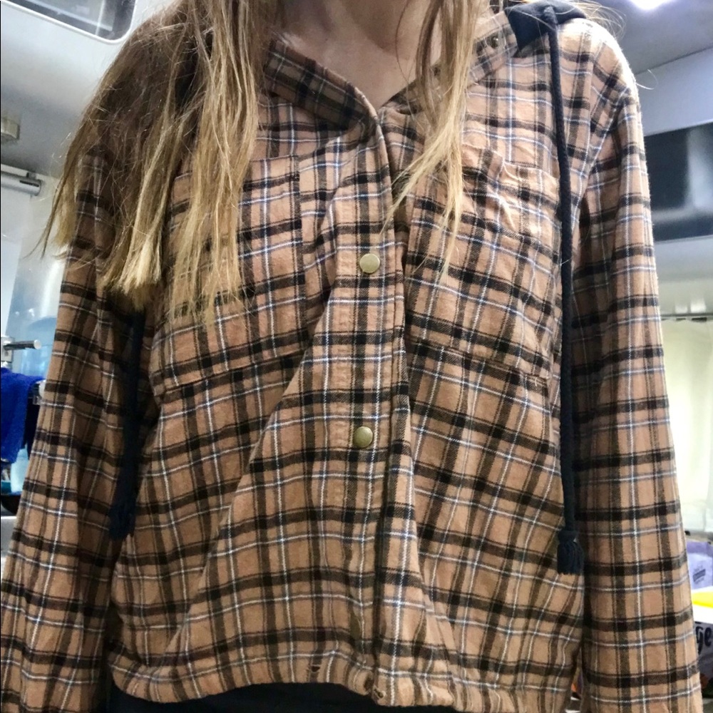 Button up flannel hoodie